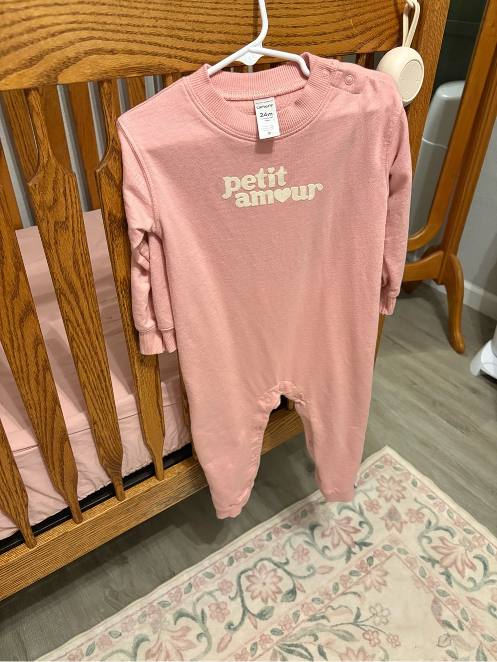 Carter's Pink 'petit amour' Long-Sleeve Footie One-Piece